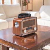 Solární přenosné rádio YG-1086mini-S světle hnědé