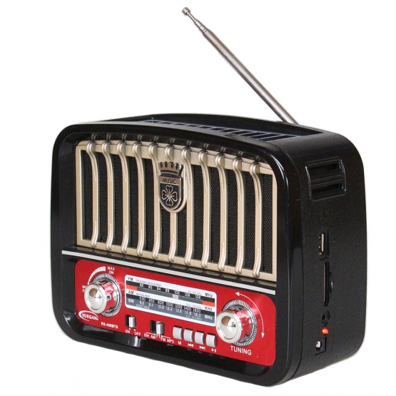 Přenosné 3pásmové solární rádio černo-zlaté MUSIC