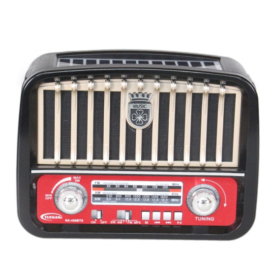 Přenosné 3pásmové solární rádio černo-zlaté MUSIC