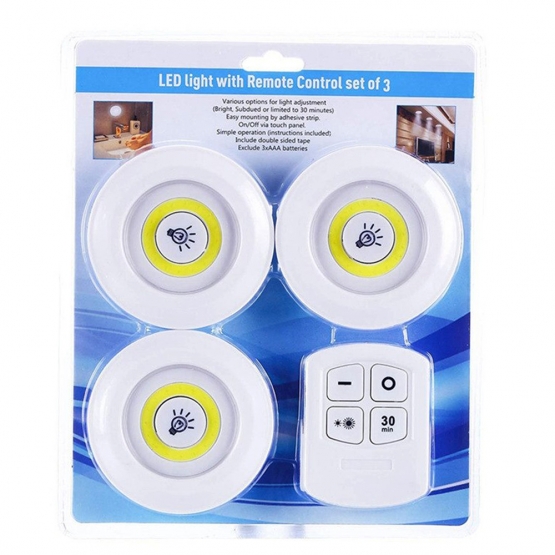 LED světlo s ovladačem 3 ks