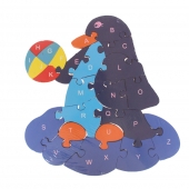 Vzdělávací dřevěné puzzle tučňák s míčem