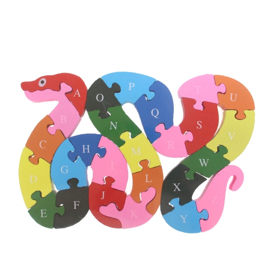 Vzdělávací dřevěné puzzle had var.1