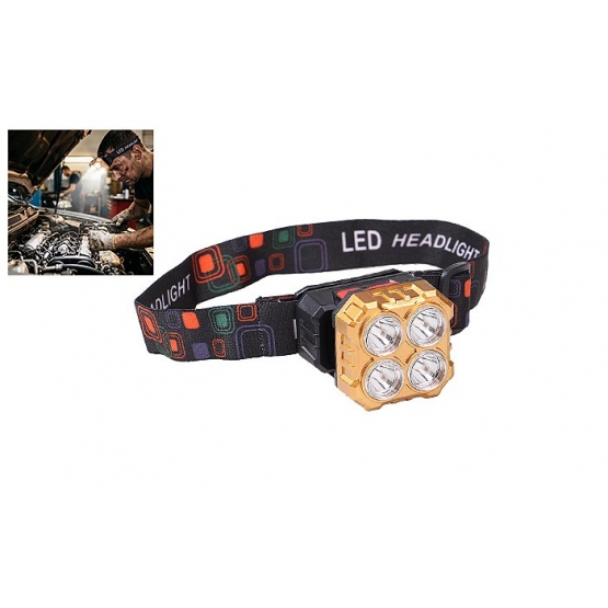 Dobíjecí LED čelovka HX208-4 zlatá