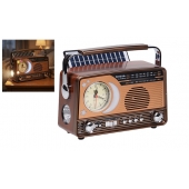 3pásmové solární rádio s hodinami zlaté YG-7030BTS
