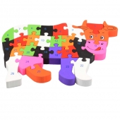 Vzdělávací dřevěné puzzle kráva