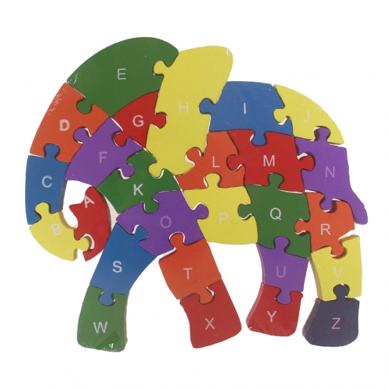 Vzdělávací dřevěné puzzle slon var.6
