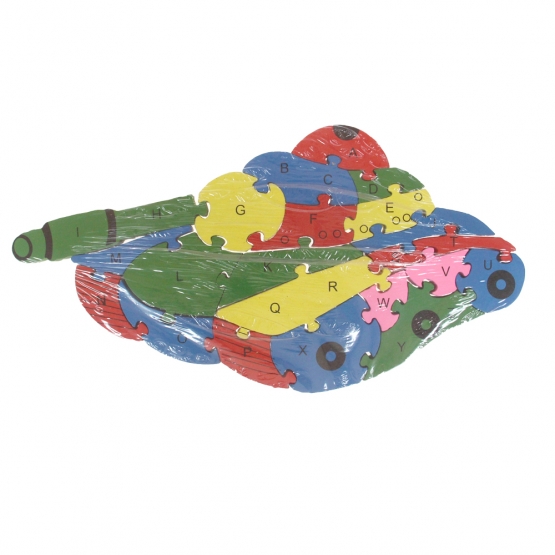 Vzdělávací dřevěné puzzle tank