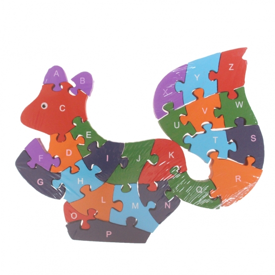 Vzdělávací dřevěné puzzle veverka