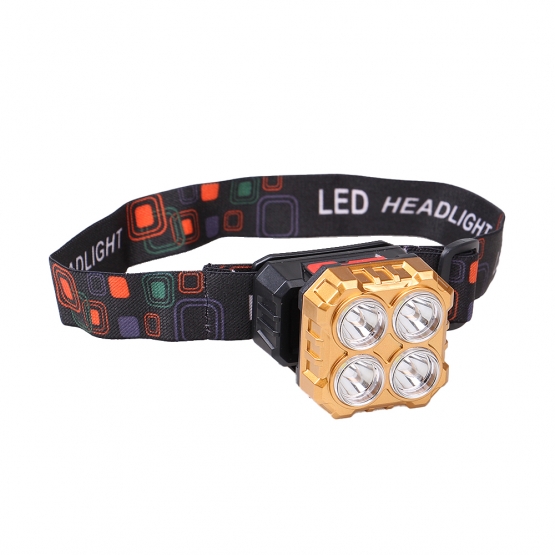 Dobíjecí LED čelovka HX208-4 zlatá