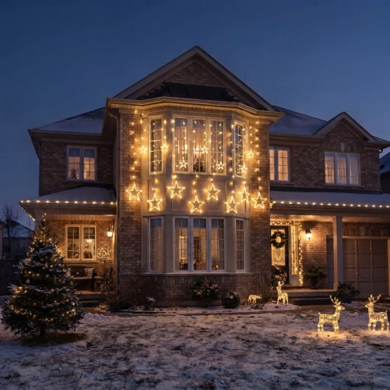 LED vánoční světelný závěs s motivy hvězd 8017WW