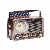 3pásmové solární rádio s hodinami stříbrné YG-7030BTS