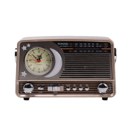 3pásmové solární rádio s hodinami stříbrné YG-7030BTS