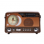 3pásmové solární rádio s hodinami zlaté YG-7030BTS