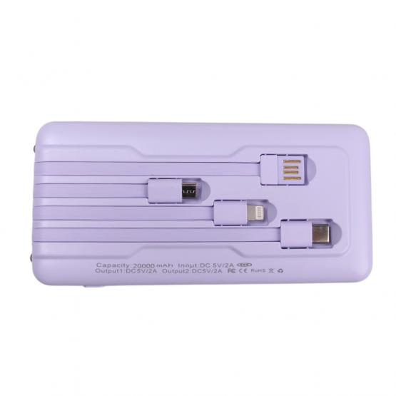 Powerbanka se svítilnou 4v1 20 000 mAh fialová