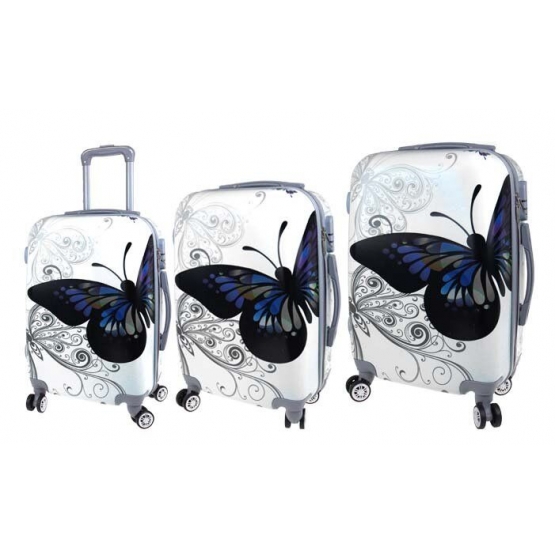 Sada 3 skořepinových kufrů (Grey Butterfly)