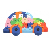 Vzdělávací dřevěné puzzle auto