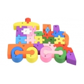 Vzdělávací dřevěné puzzle vlak