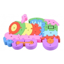 Vzdělávací dřevěné puzzle vlak 