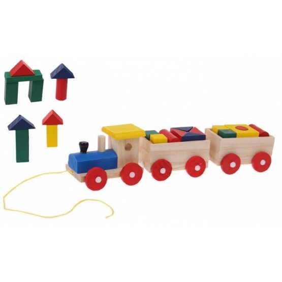 Dřevěný vlak s kostkami