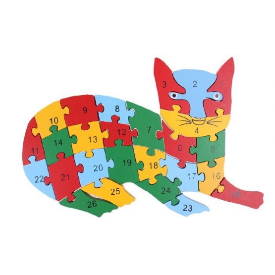Vzdělávací dřevěné puzzle kočka