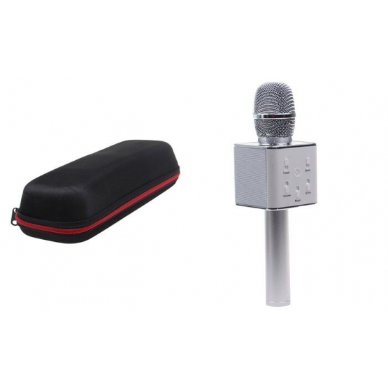 Karaoke mikrofon Q7 s pouzdrem stříbrný