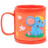 Hrnček detský plastový (oranžový so slonom)